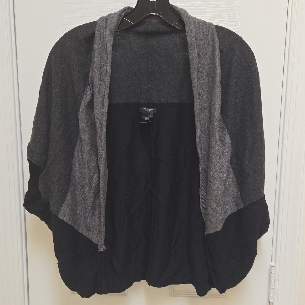 Ann Taylor Gray and Black Waterfall Shrug Sweater